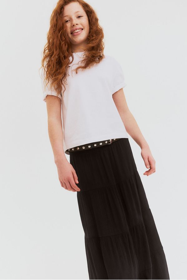 Smocked tiered skirt