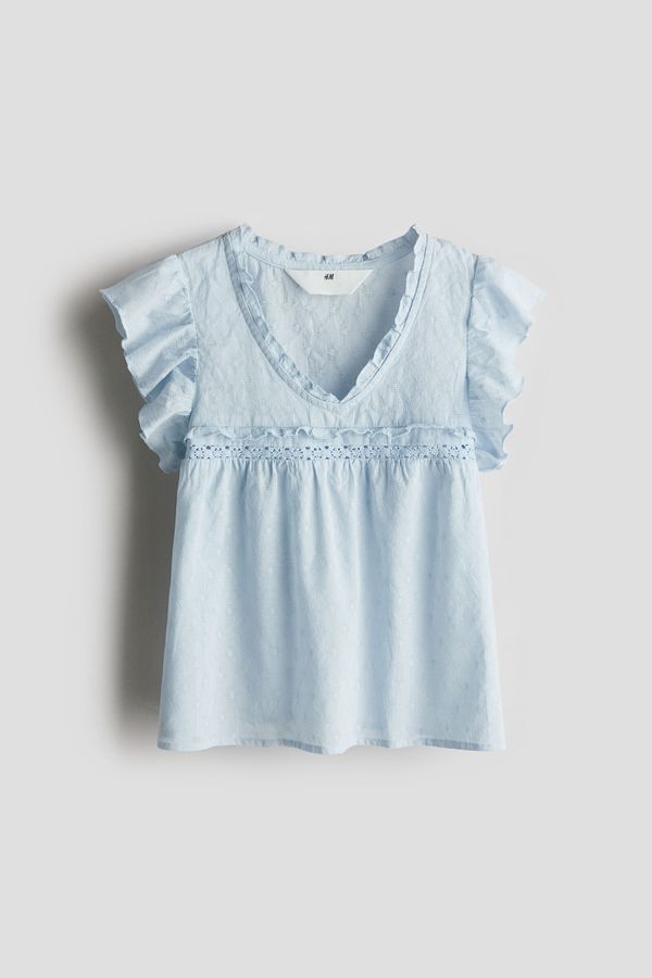 Frill-trimmed cotton blouse