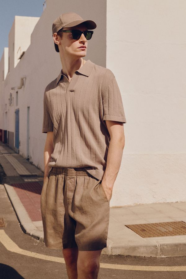 Polo en mezcla de lino Regular Fit