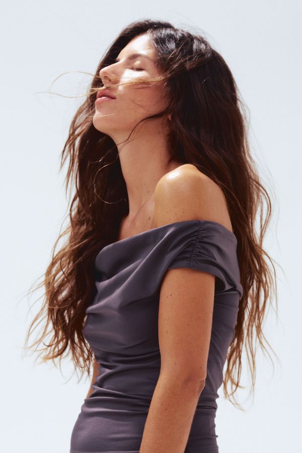 Top off-the-shoulder drapeado