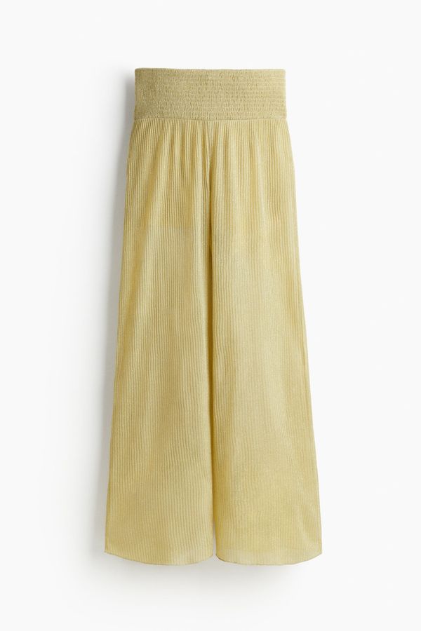 Pantalón brillante con cintura nido de abeja