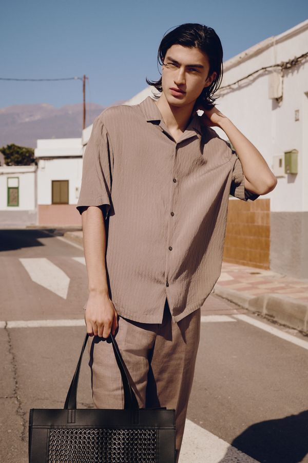Camisa resort con efecto arrugado Loose Fit