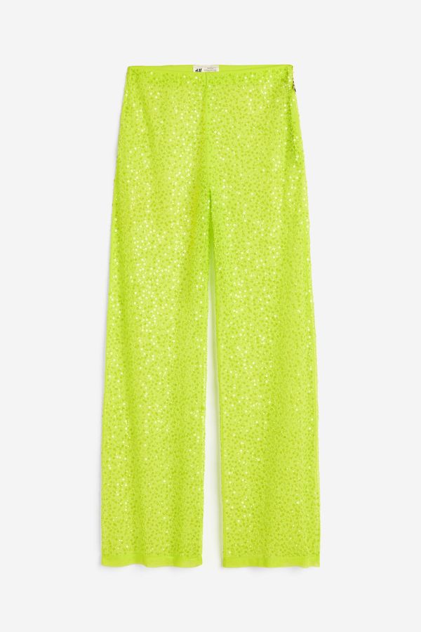 Pantalón de malla con cuentas y lentejuelas