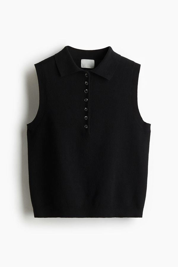 Suéter sin mangas con cuello camisero
